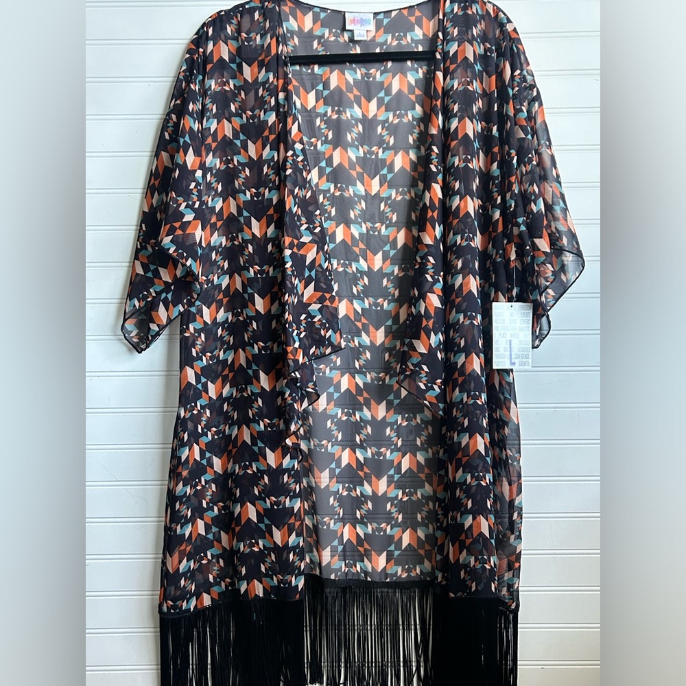 NWT LuLaRoe Monroe Kimono Swim Cover Black Large
